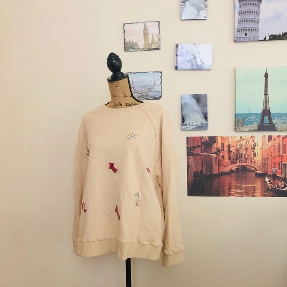 Stellah beige crystal embellished sweatshirt, Sz. 1X - Picture 2 of 7
